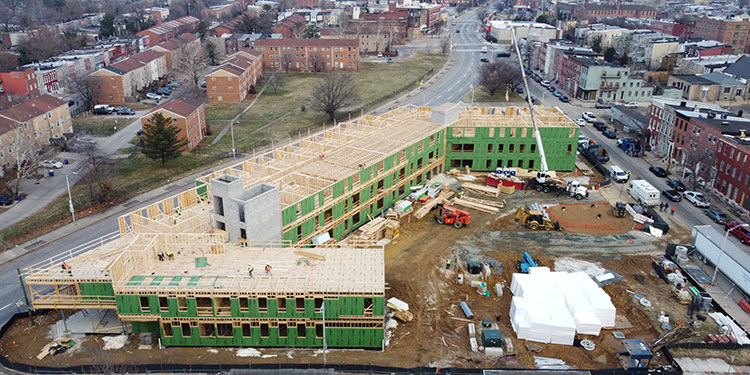 Aerial construction of Sojourner Place