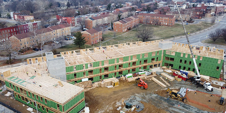 Aerial construction of Sojourner Place