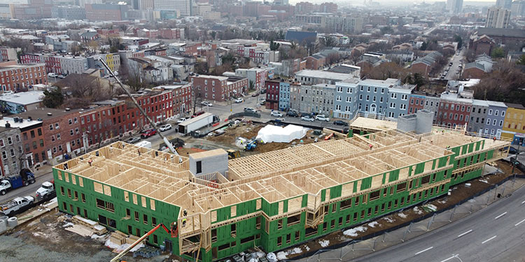 Aerial construction of Sojourner Place